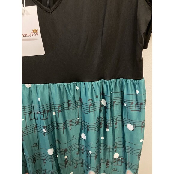 Moking Top Women's Holiday Cat Dress Knee Length Multicolor V-Neck Plus "3XL" - Picture 3 of 14